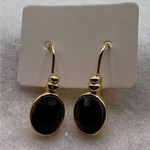 Vintage Napier Gold and Black Crystal Earrings